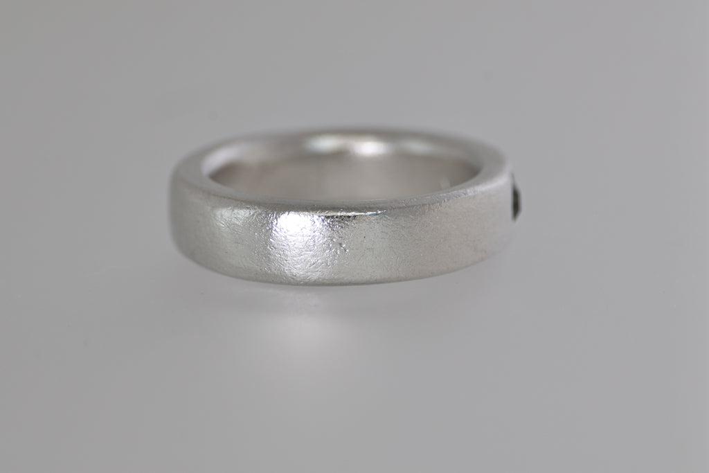 Thick Silver Band w/ Blue & Green Montana Sapphire