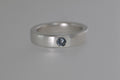 Thick Silver Band w/ Blue Grey Montana Sapphire
