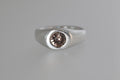 Thick Brushed Silver Band w/ Blue Montana Sapphire