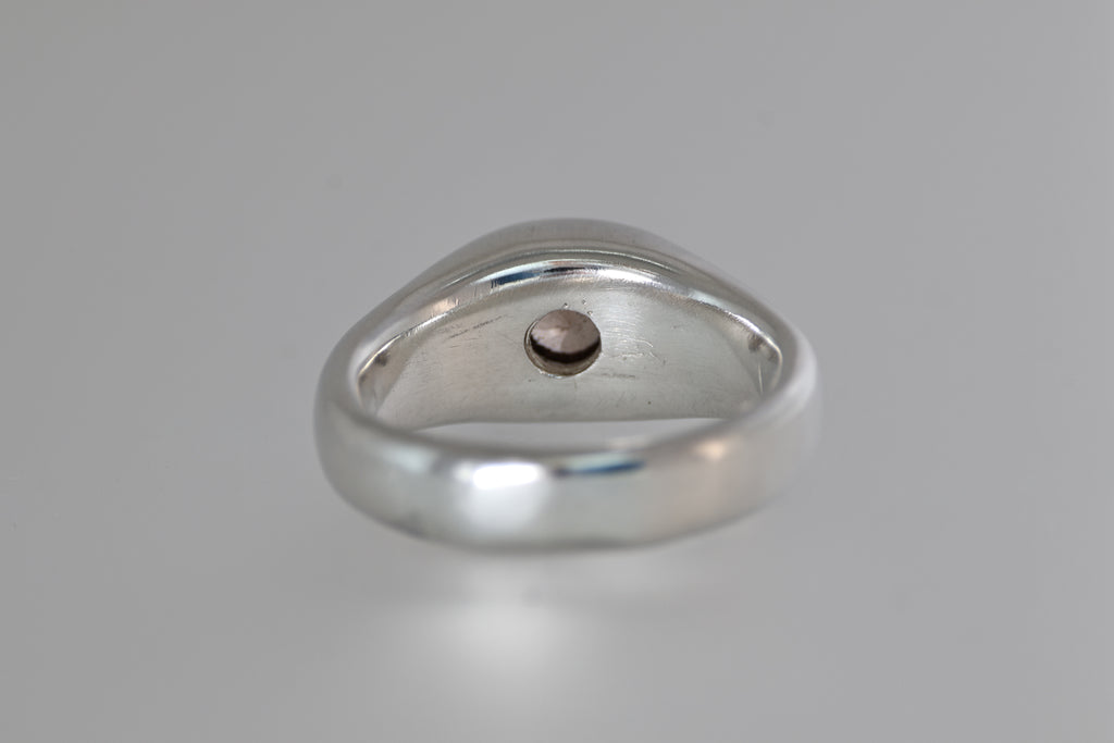 Brushed Silver Signet Ring w/ Australian Zircon