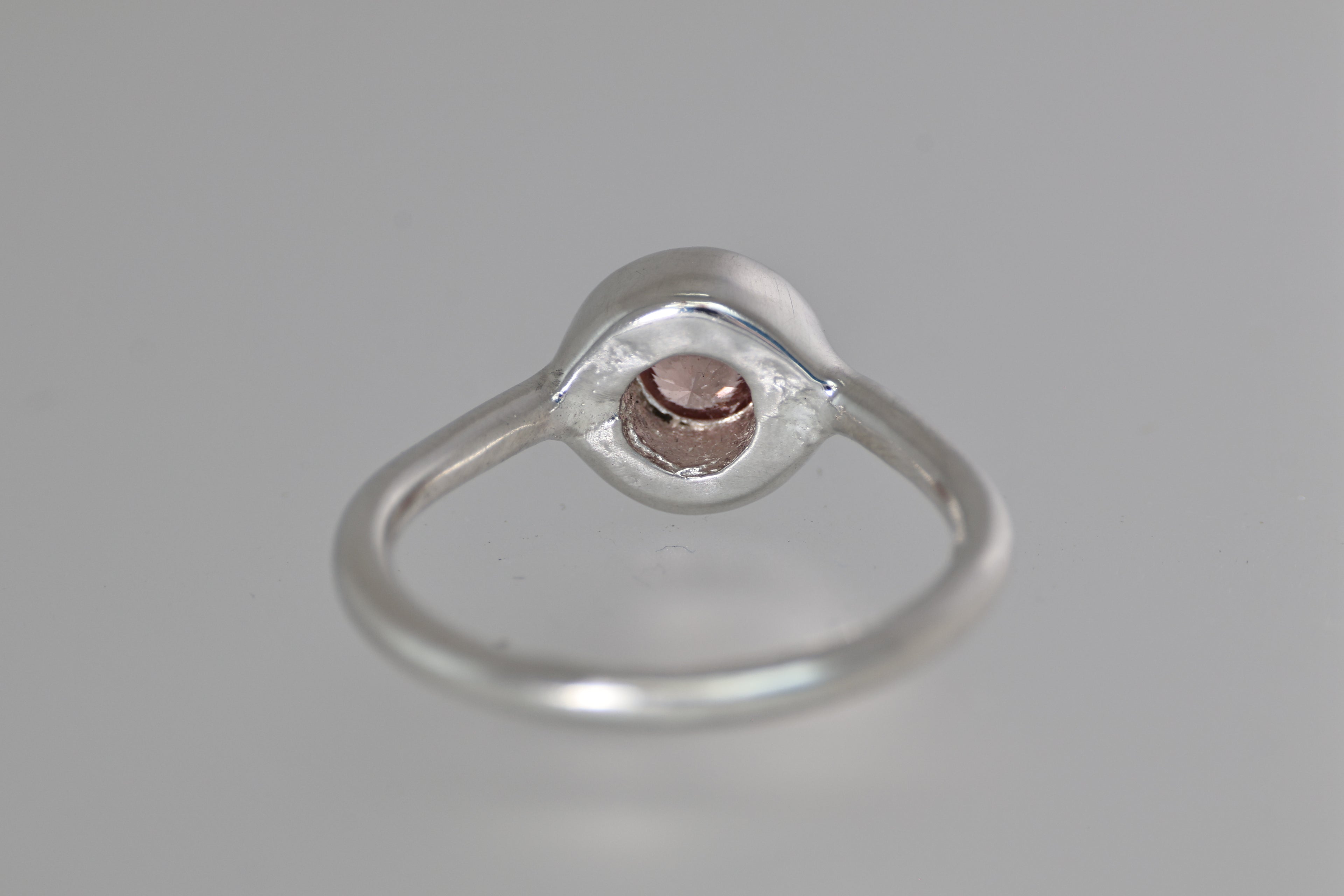 Thick Bezel Pink Tunduru Garnet Brushed Silver Ring