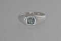 Brushed Silver Signet Ring w/ Green Montana Sapphire