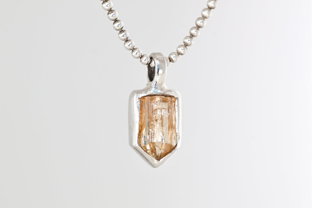 Imperial Topaz Crystal Encased in Silver Mini Pendant