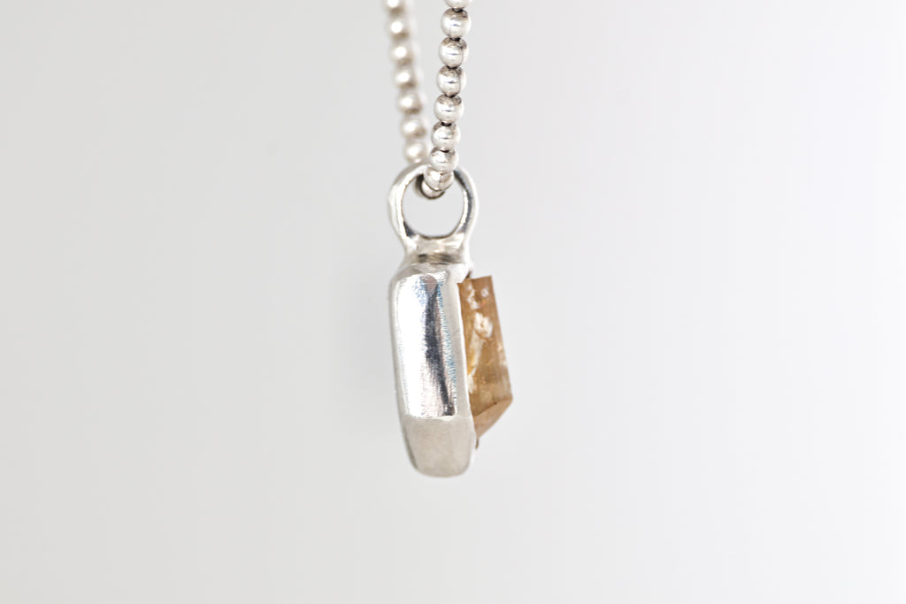 Imperial Topaz Crystal Encased in Silver Mini Pendant