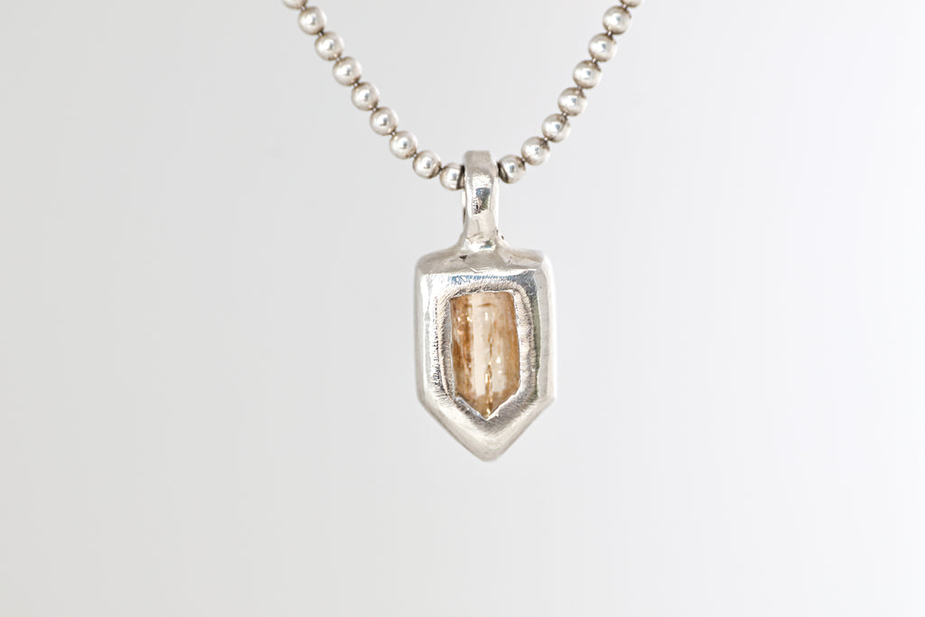 Imperial Topaz Crystal Encased in Silver Mini Pendant