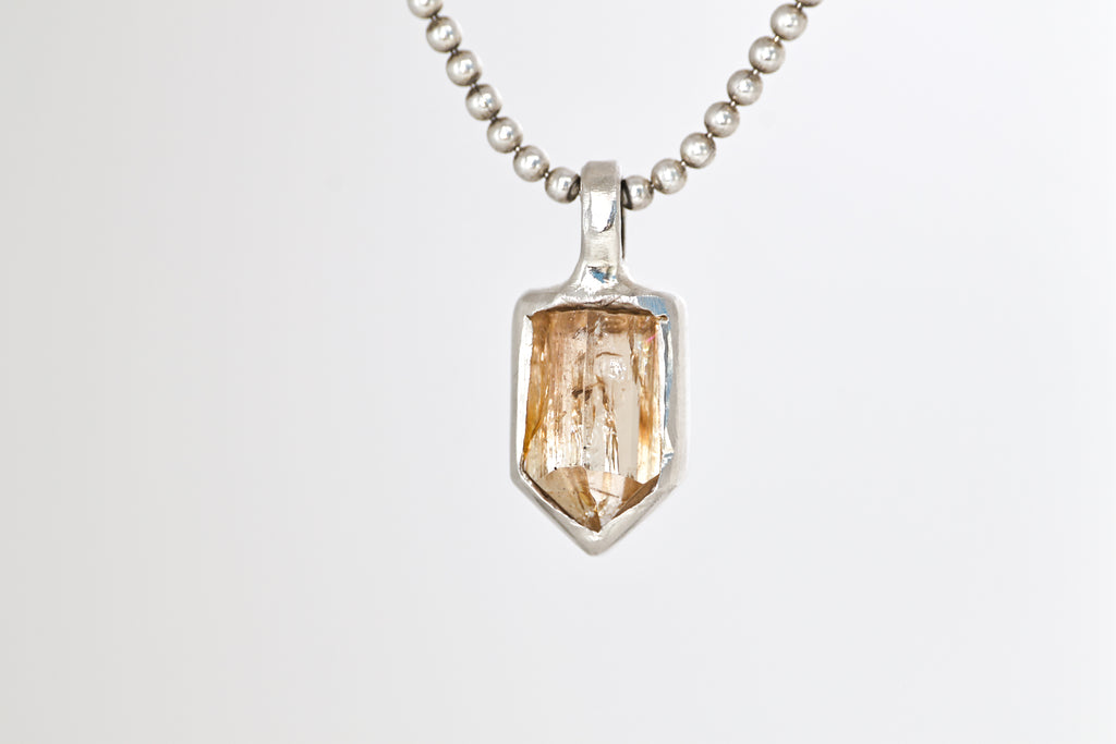 Imperial Topaz Crystal Encased in Silver Mini Pendant