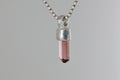 Gem Red Tourmaline Crystal Brushed Silver Mini Pendant