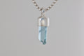 Gem Aquamarine Crystal Silver Mini Pendant
