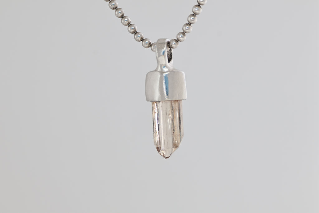 Imperial Topaz Crystal Brushed Silver Mini Pendant