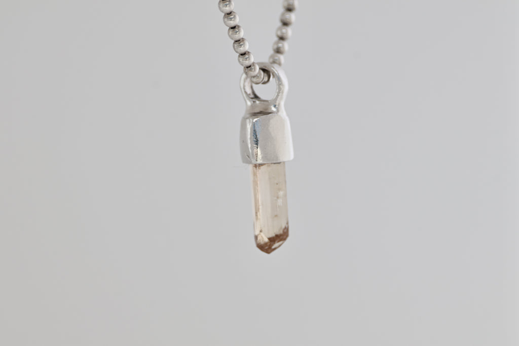 Imperial Topaz Crystal Brushed Silver Mini Pendant