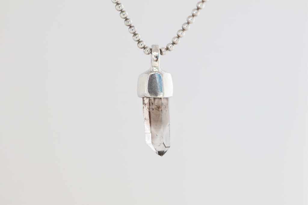 New Mexico Smoky Quartz Brushed Silver Pendant