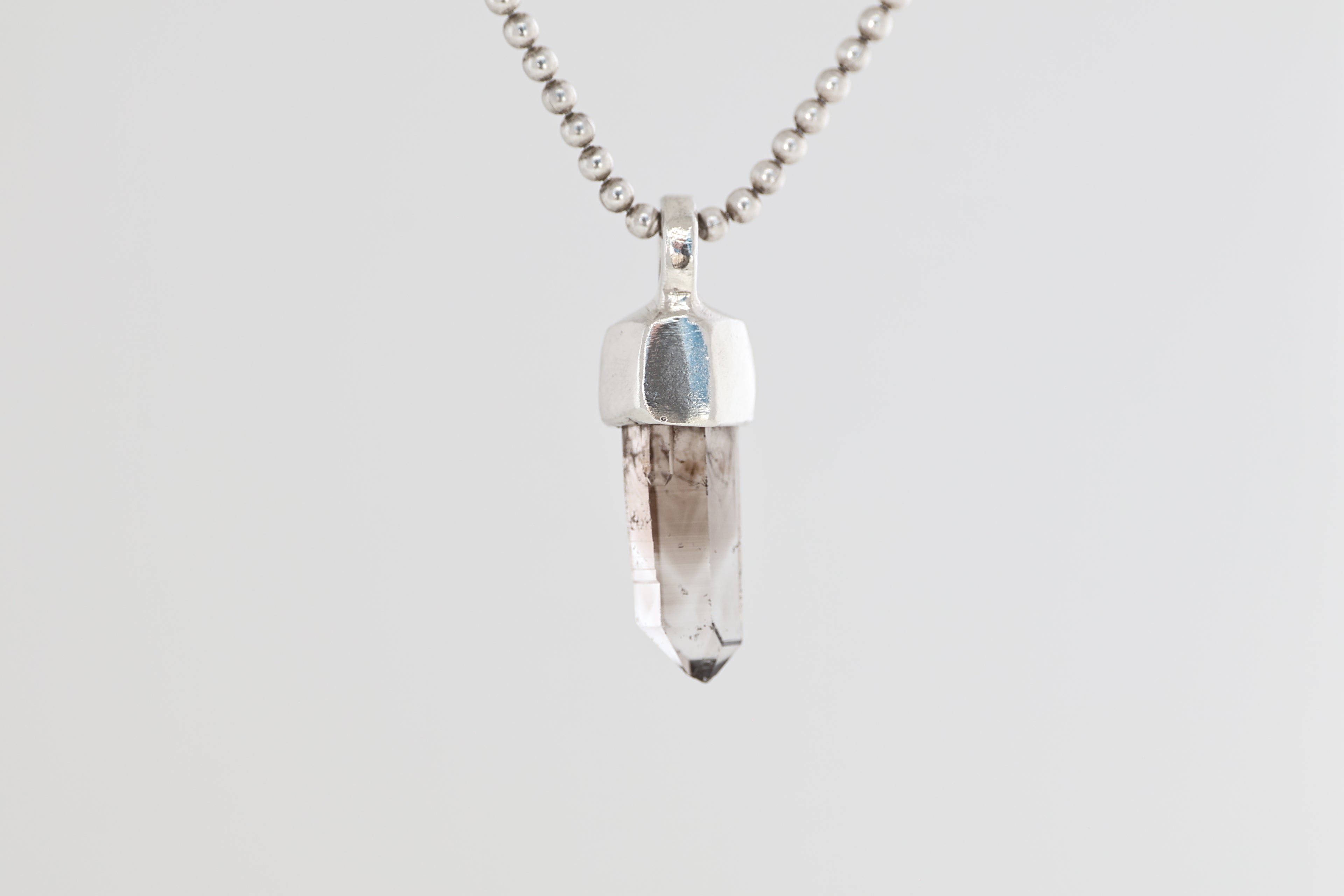 New Mexico Smoky Quartz Brushed Silver Pendant