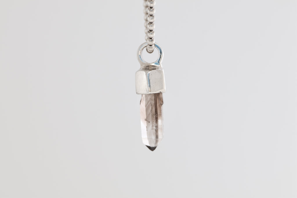 New Mexico Smoky Quartz Brushed Silver Pendant