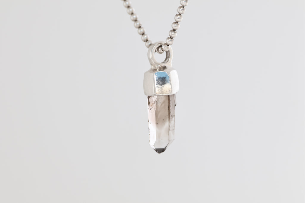New Mexico Smoky Quartz Brushed Silver Pendant