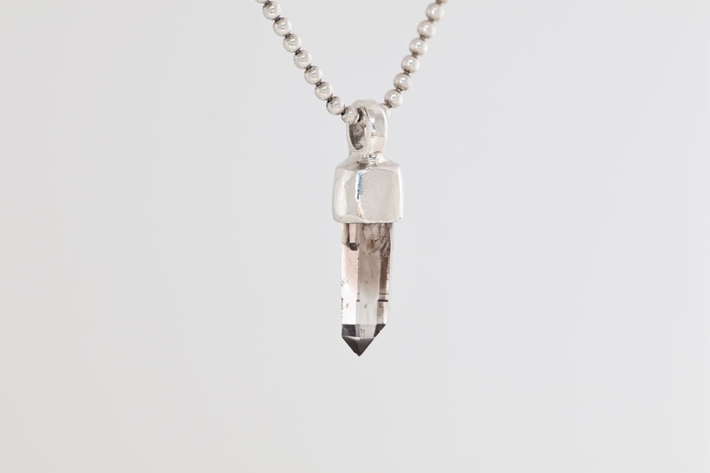 New Mexico Smoky Quartz Brushed Silver Pendant