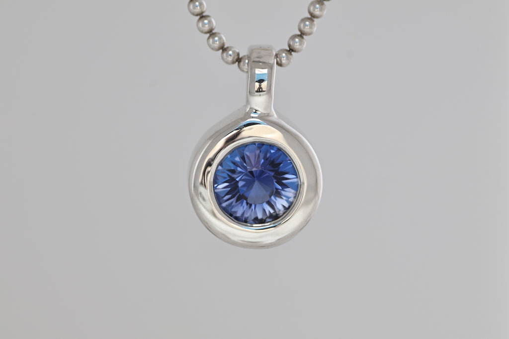 Lab Sapphire Silver Pendant