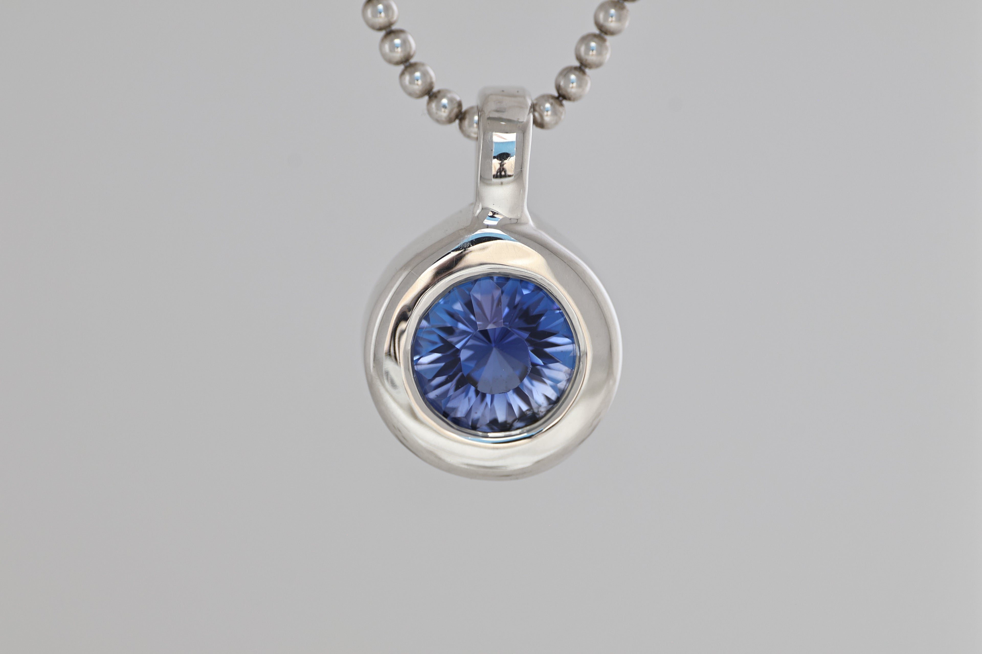 Lab Sapphire Silver Pendant