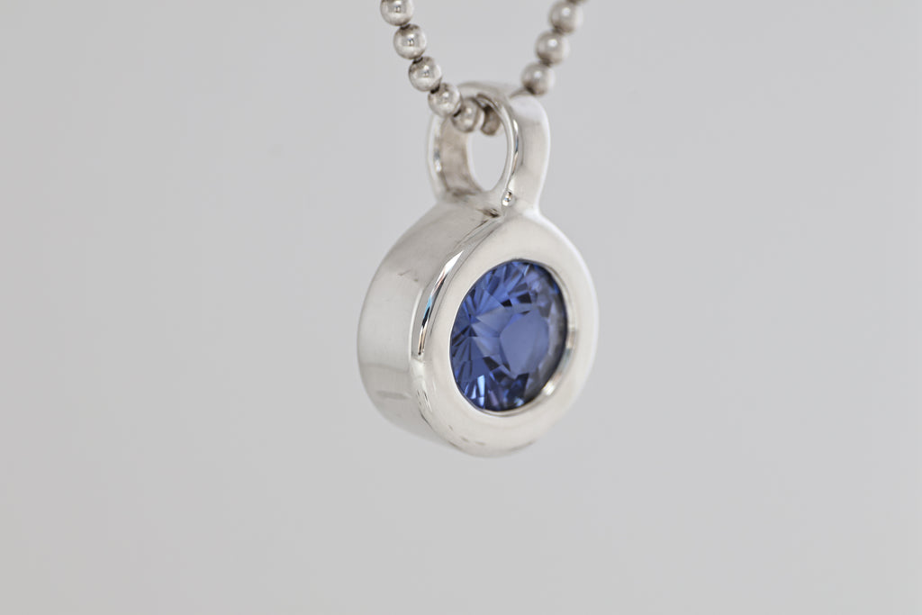 Lab Sapphire Silver Pendant