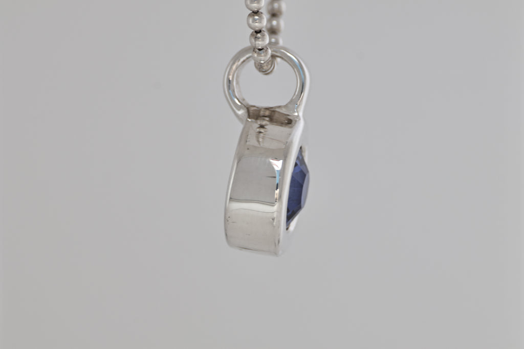 Lab Sapphire Silver Pendant