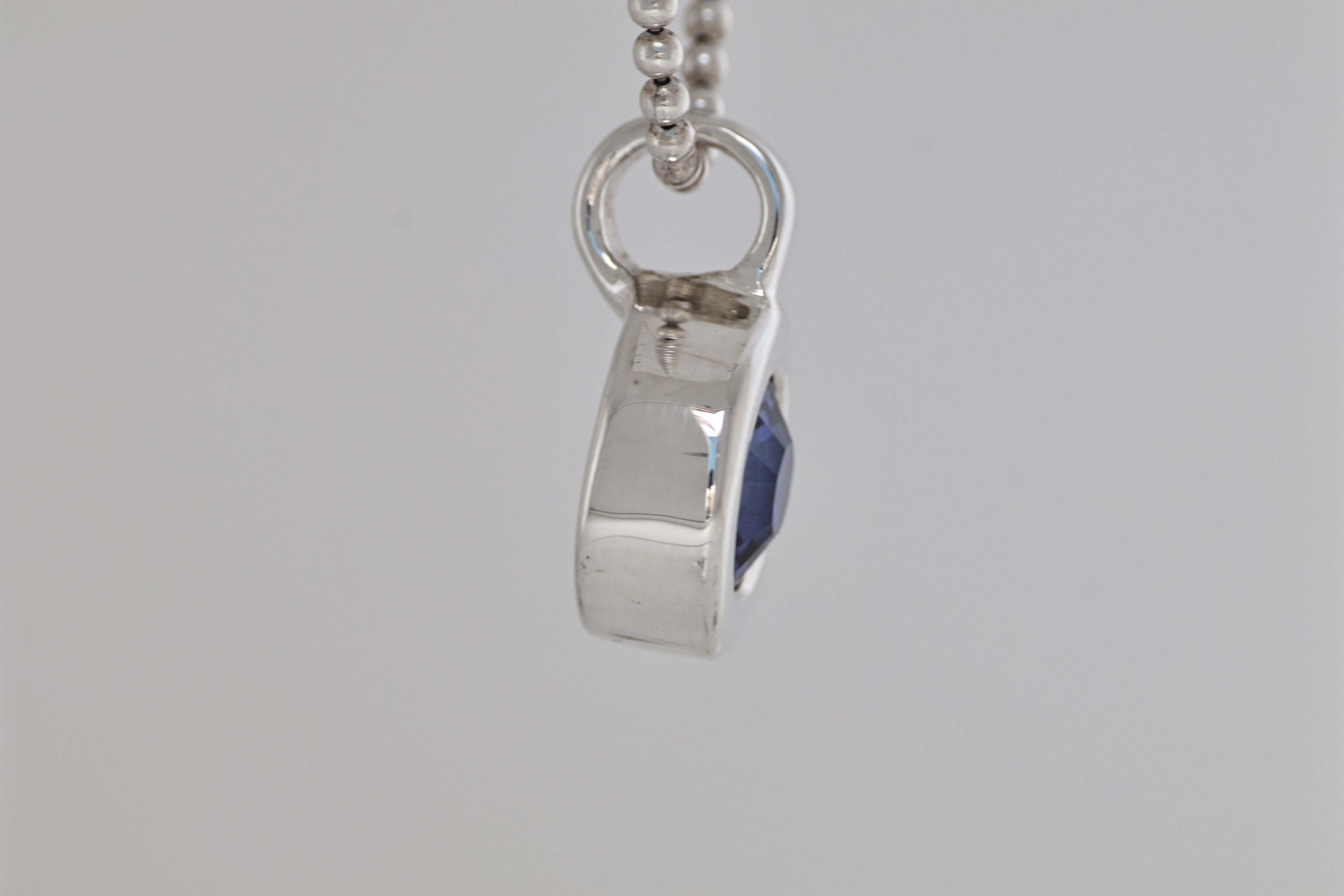 Lab Sapphire Silver Pendant