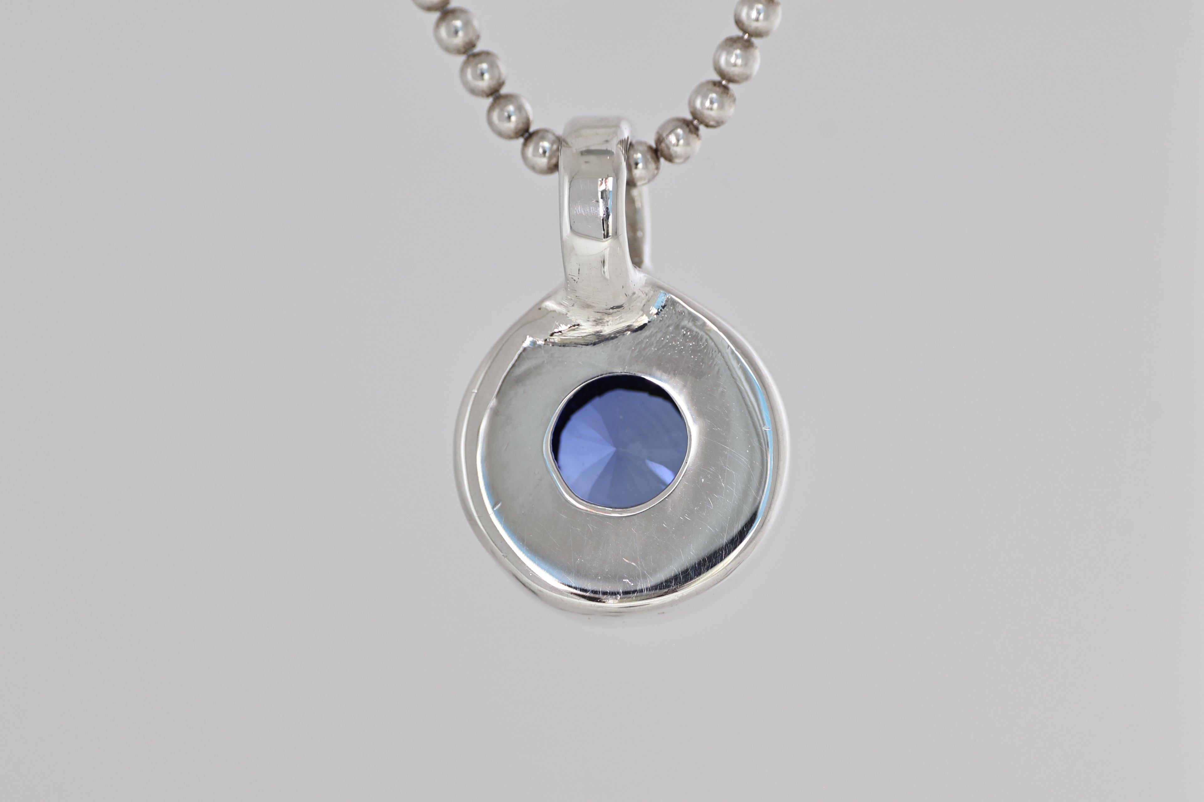 Lab Sapphire Silver Pendant