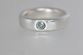 Thick Silver Band w/ Green Montana Sapphire