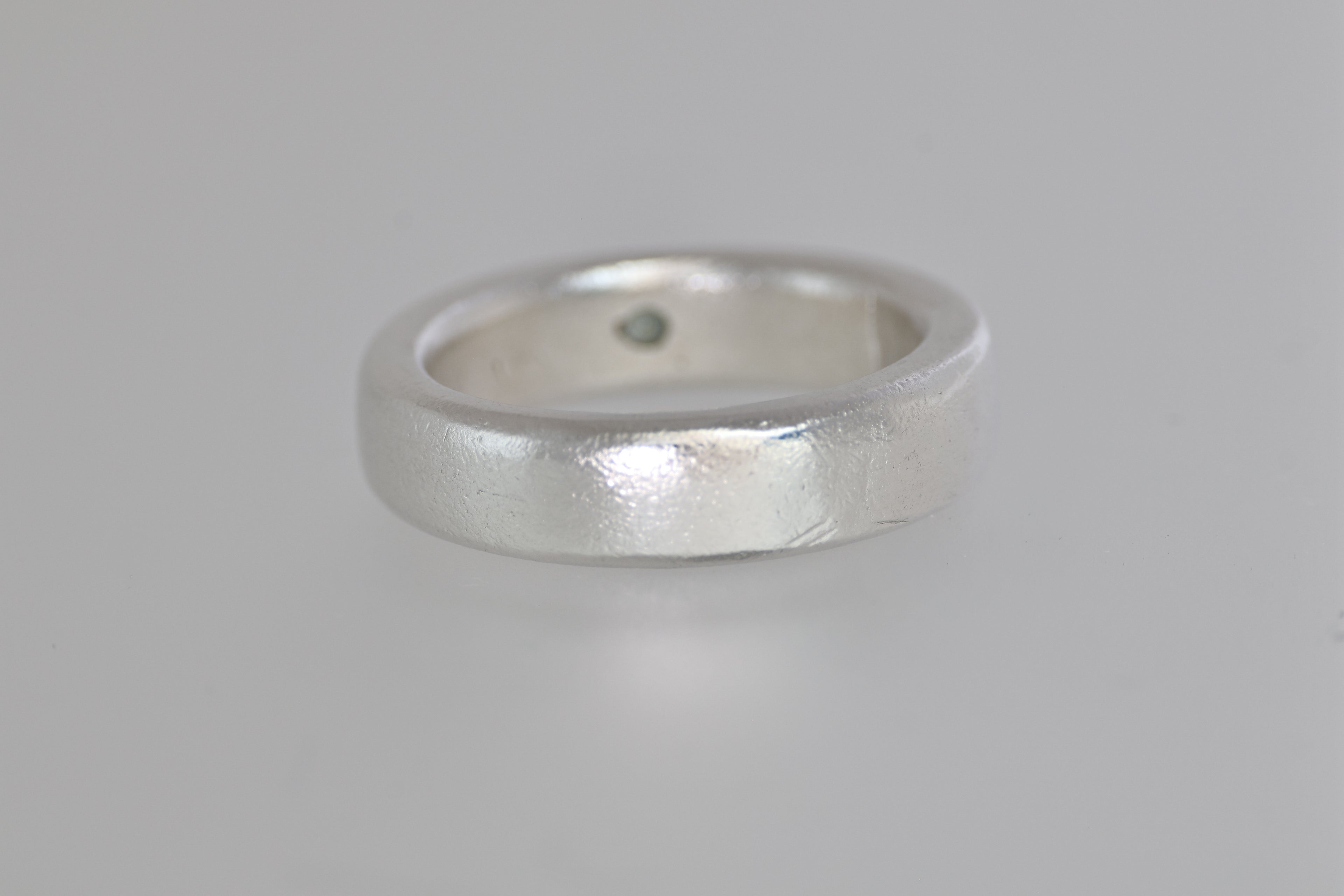 Thick Silver Band w/ Green Montana Sapphire
