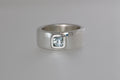 Thick Silver Band w/ Light Blue Montana Sapphire Cushion