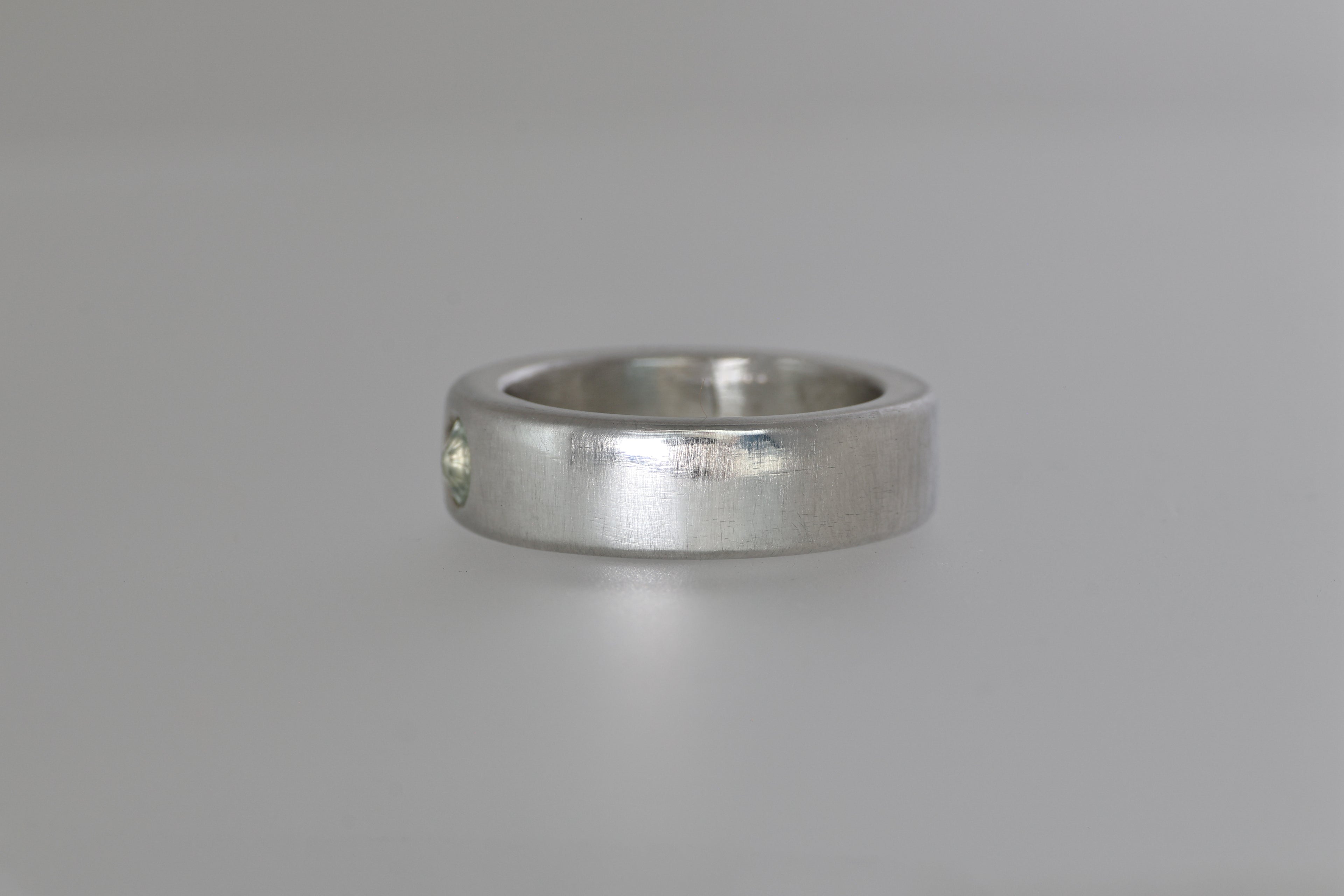 Thick Silver Band w/ Light Green Montana Sapphire
