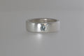 Thick Brushed Silver Band w/ Blue Green Montana Sapphire