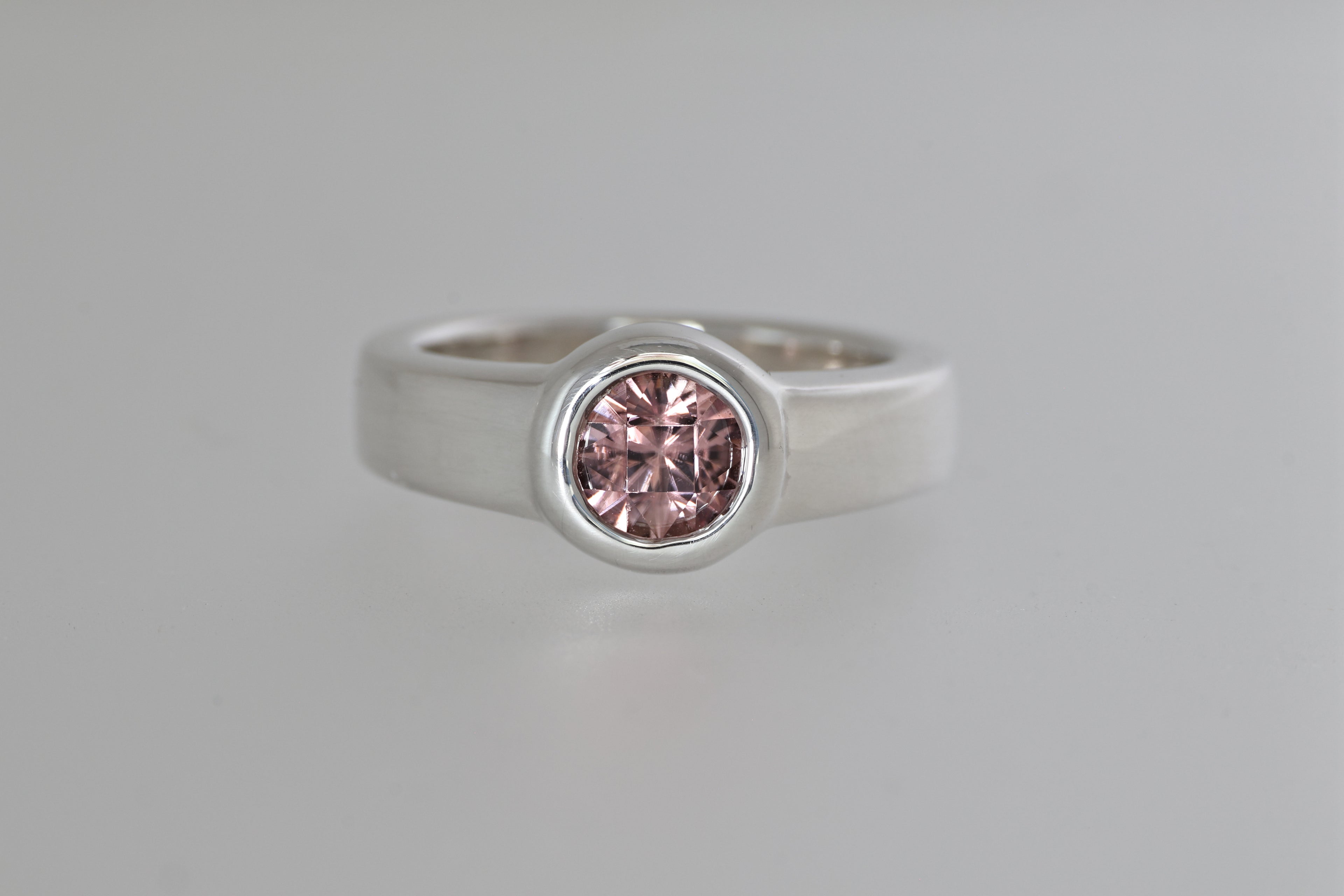 Silver Bezel-set Gemstone Ring w/ Round Mozambique Zircon