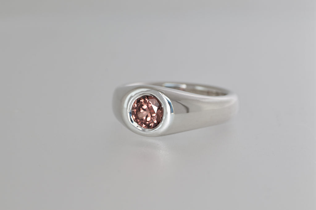 Silver Signet Ring w/ Mozambique Zircon