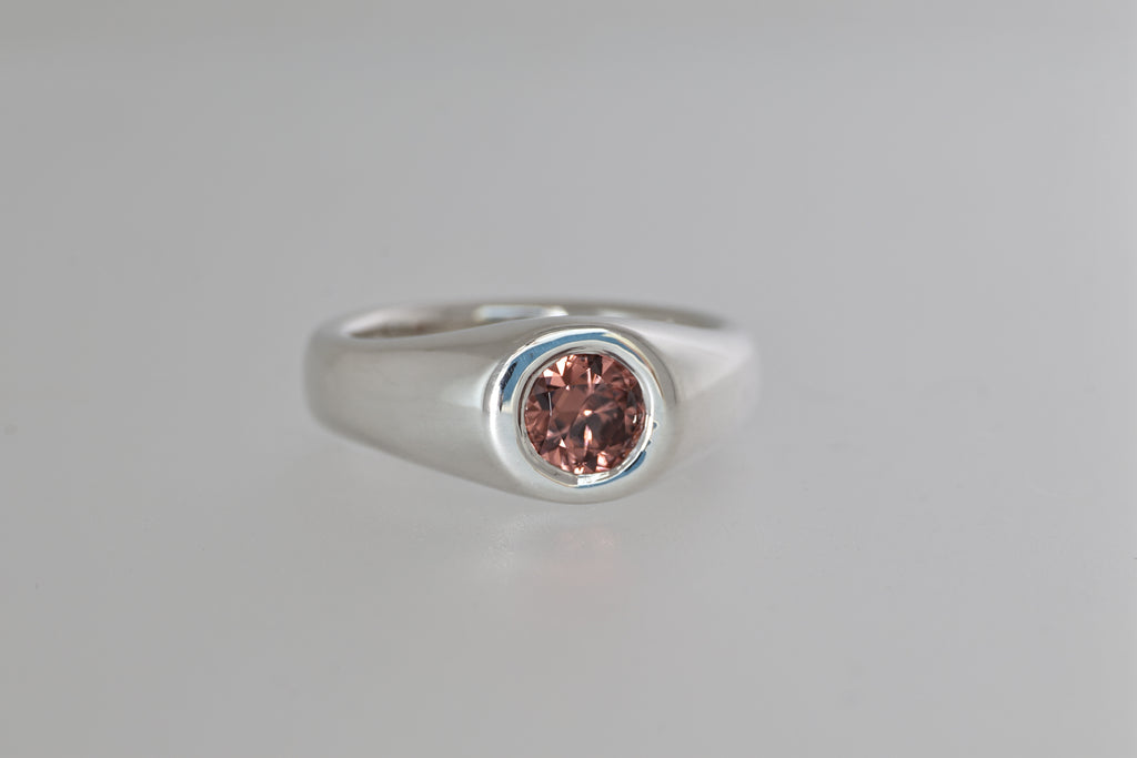 Silver Signet Ring w/ Mozambique Zircon