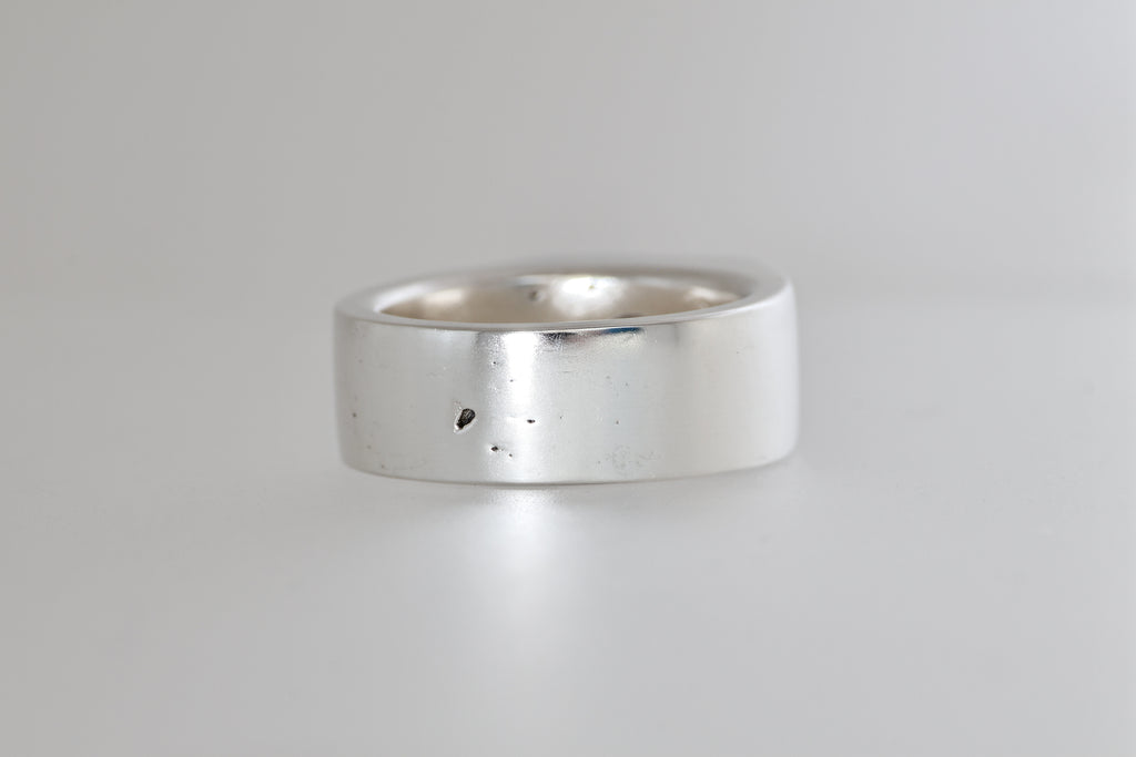 Brushed sterling silver signet ring with mauve pink Mozambique zircon cushion, view 2