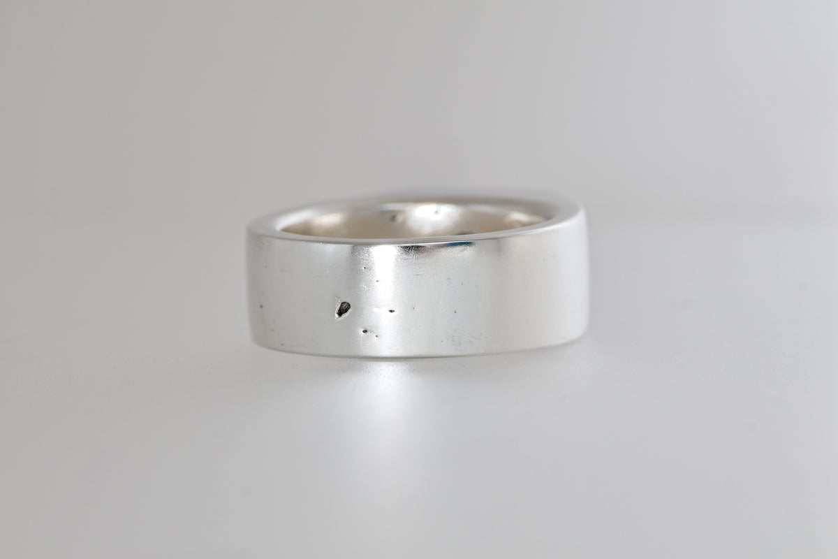 Brushed sterling silver signet ring with mauve pink Mozambique zircon cushion, view 2
