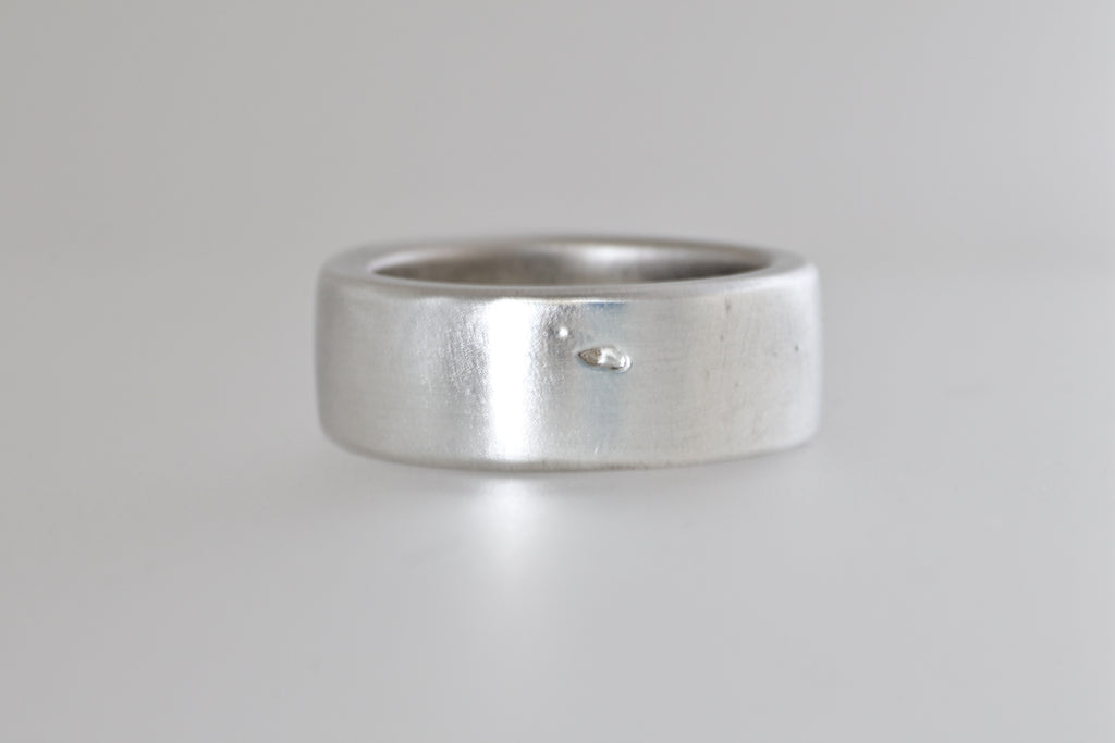 Satin sterling silver signet ring with light blue Umba sapphire cushion, view 5