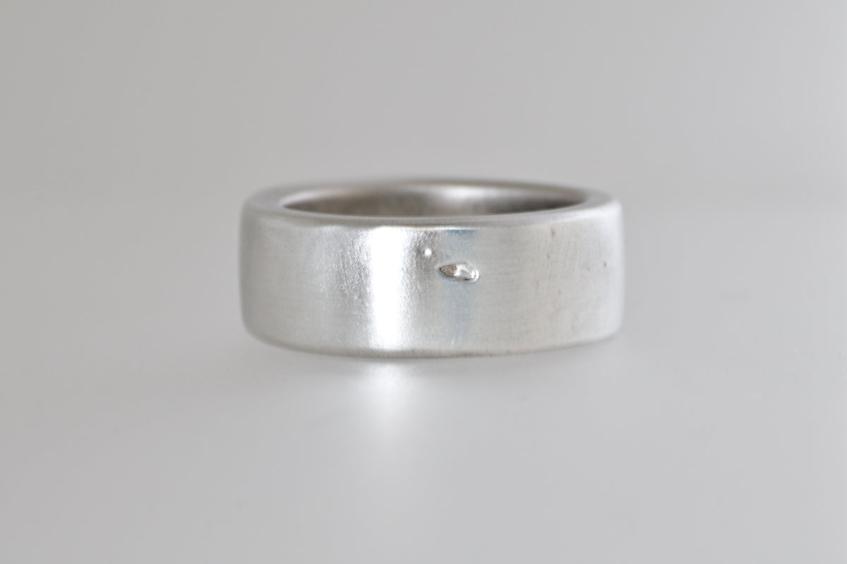 Satin sterling silver signet ring with light blue Umba sapphire cushion, view 5