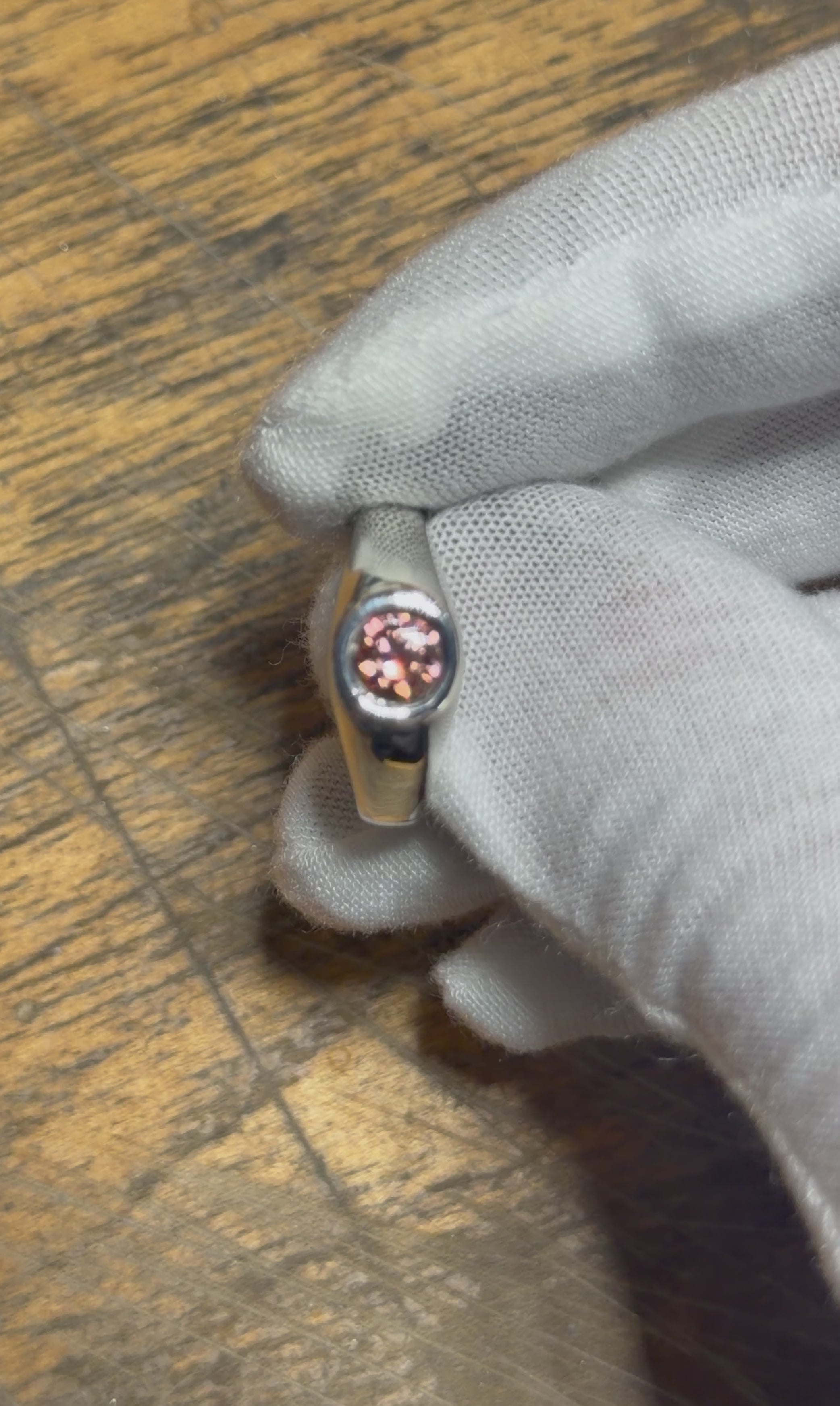 Silver Signet Ring w/ Mozambique Zircon Round