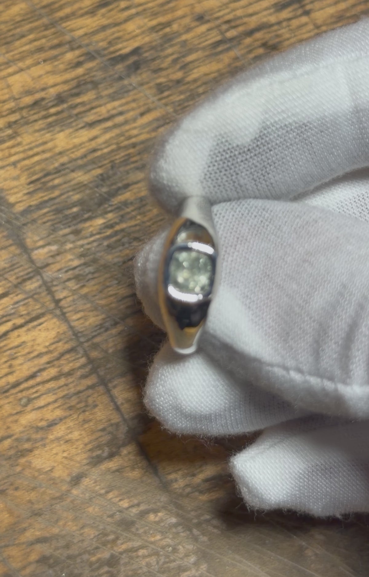 Brushed Silver Signet Ring w/ Green Montana Sapphire