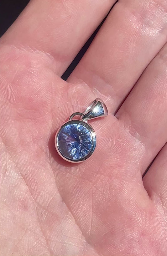 "Sunflower" Sapphire Bezel-Set Pendant in Silver
