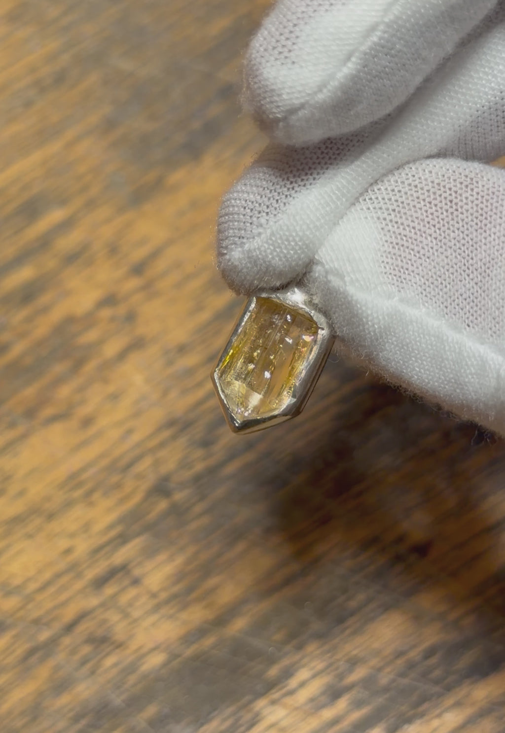 Imperial Topaz Crystal Pendant – Brushed Sterling Silver Mini, 7 ct Natural Terminated Crystal