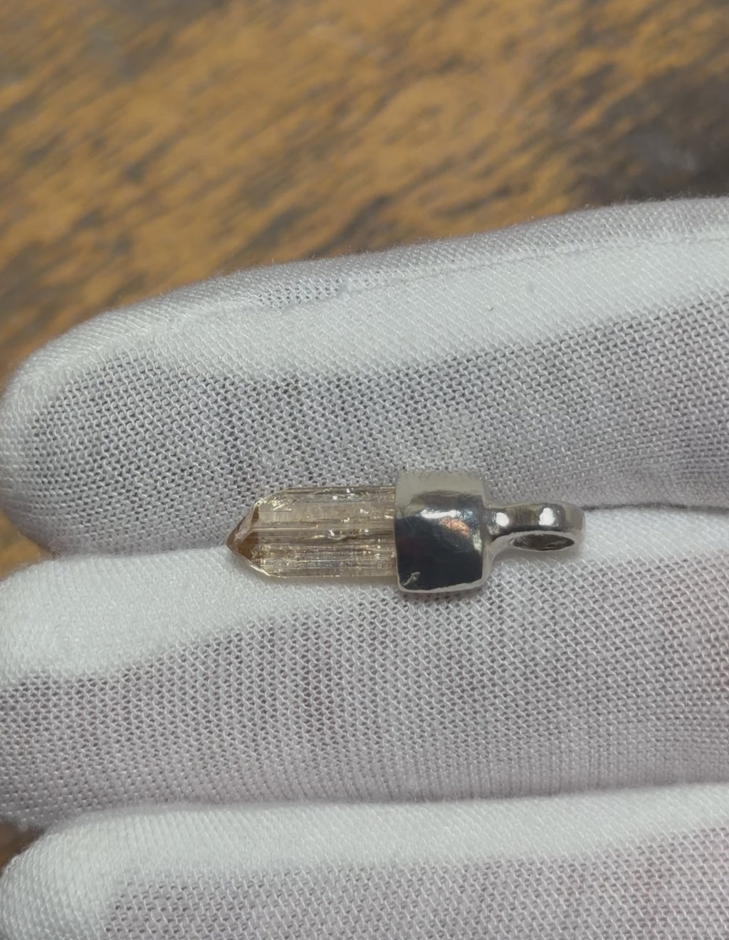 Imperial Topaz Crystal Brushed Silver Mini Pendant