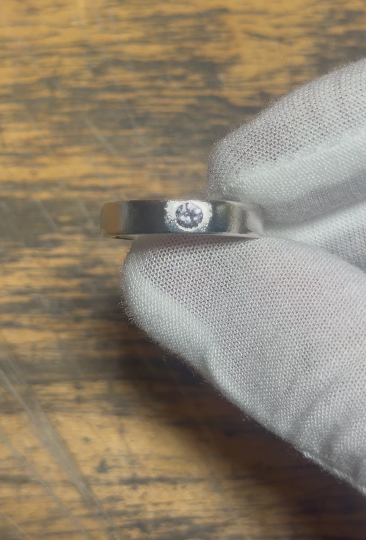 Thick Silver Band w/ Blue Grey Montana Sapphire