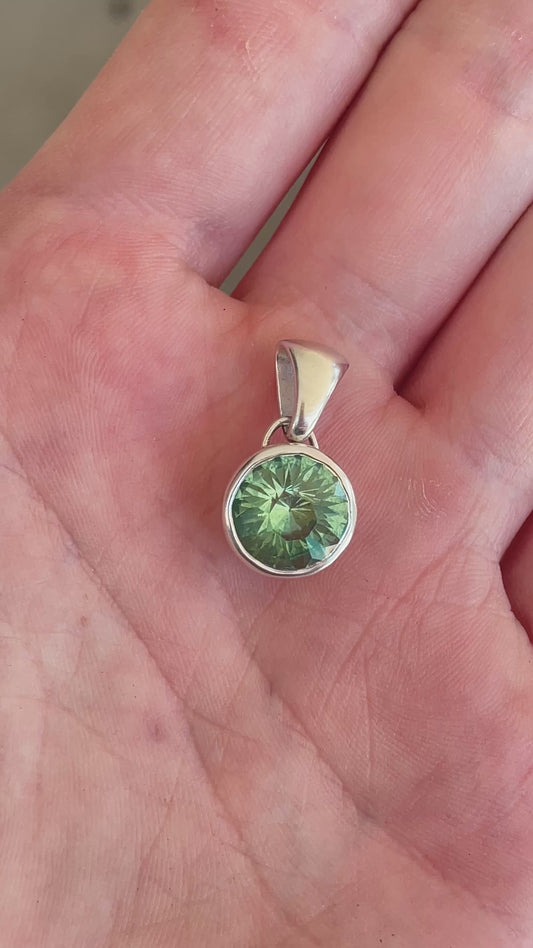 "Sunflower" Sapphire Bezel-Set Pendant in Silver