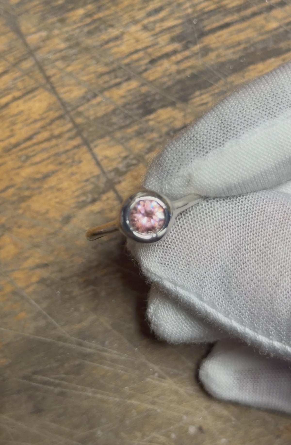 Thick Bezel Pink Tunduru Garnet Brushed Silver Ring