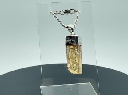 Engraved Silver Cap Crystal Pendant (w/ Zambian Topaz)