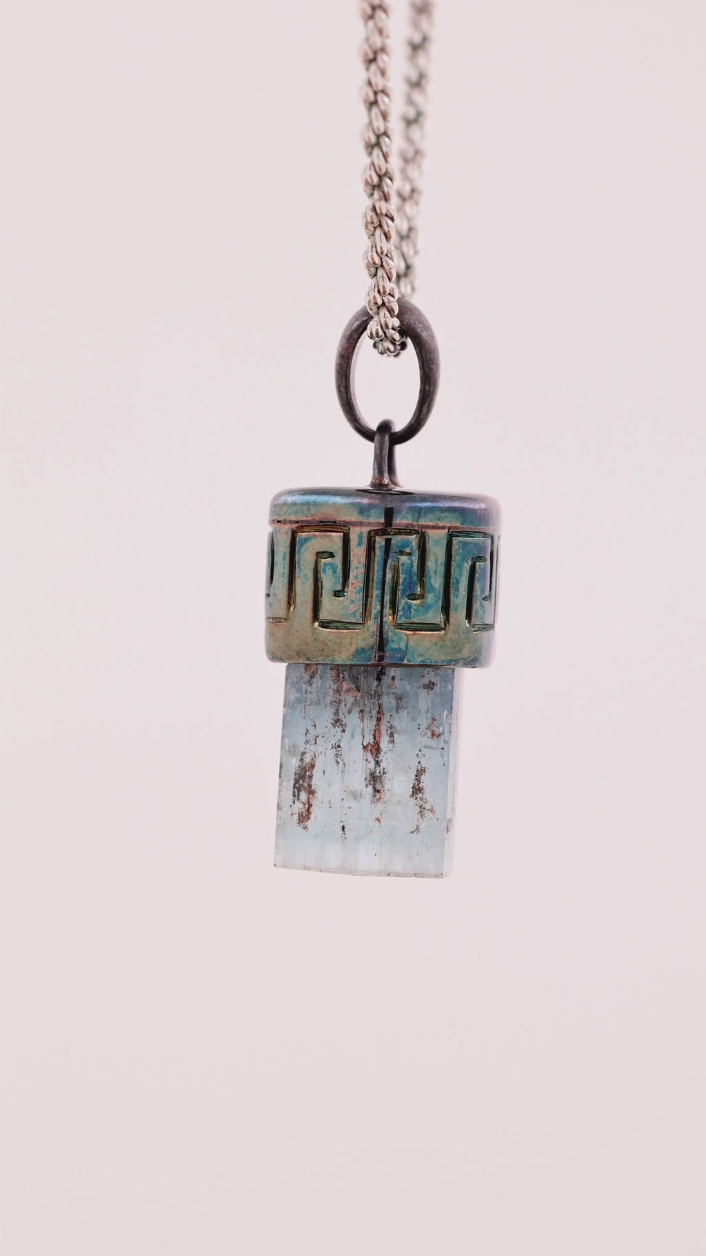 Oxidized Silver Aquamarine Pendant