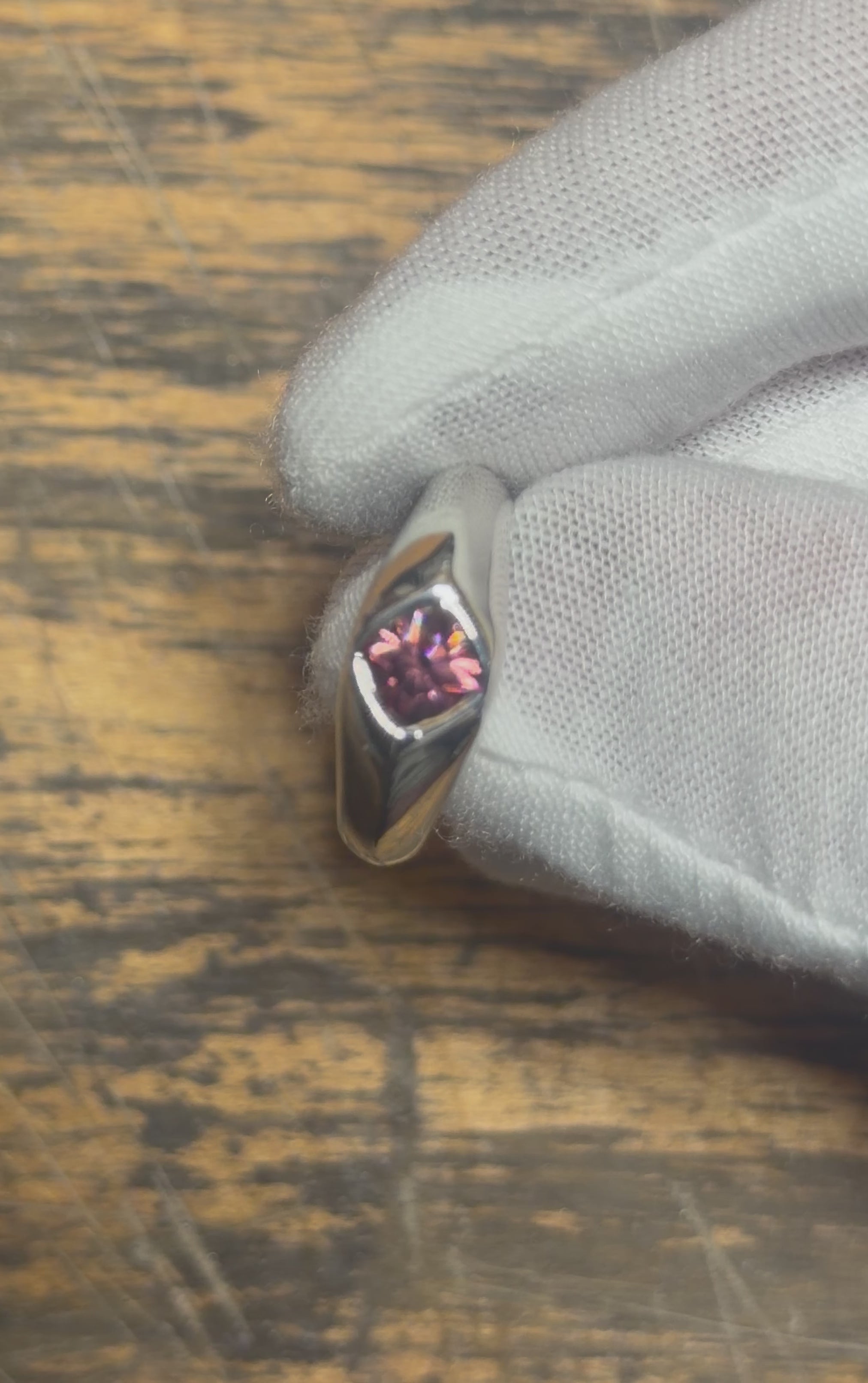 Silver Signet Ring w/ Mozambique Zircon Cushion